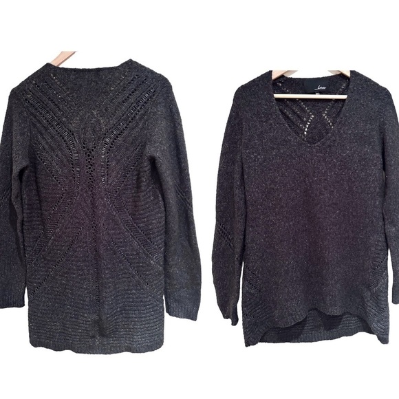 line Sweaters - Line oversized sweater chunky knit dark grey size medium wool blend
